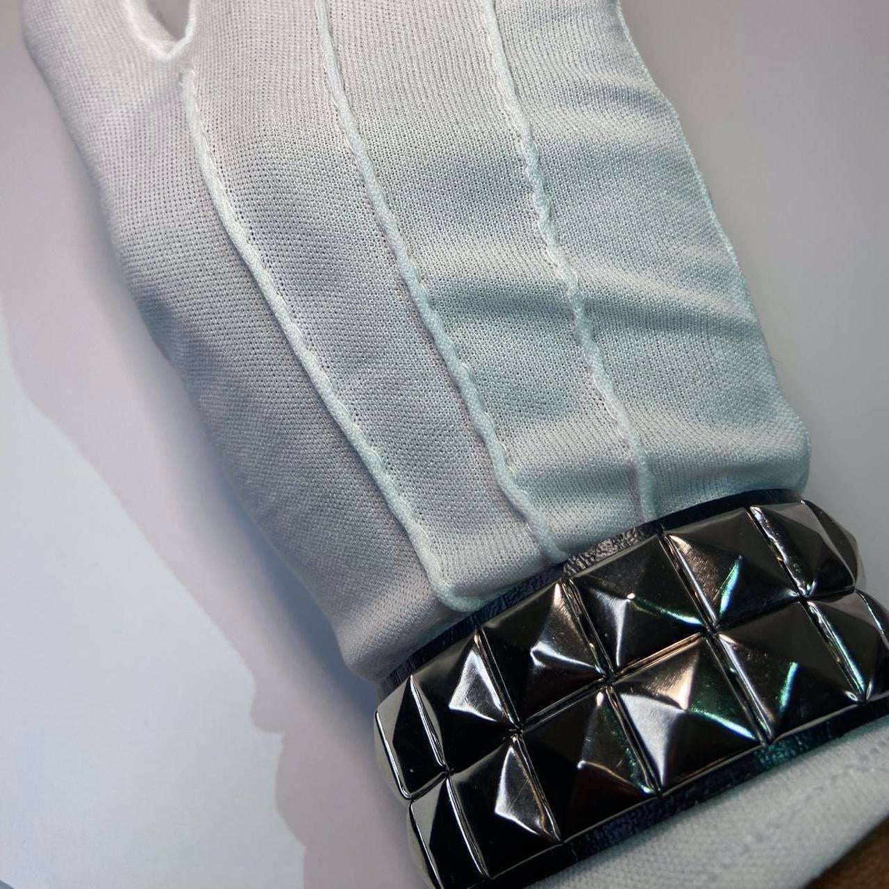 2 PCs faux leather spike studded Bracelets — Silver spike bracelets and silver studded bracelet - Adjustable Punk Cuff Bangle wristband Jewelry Rock —Gothic Punk alternative Emo Grunge Y2K wristbands