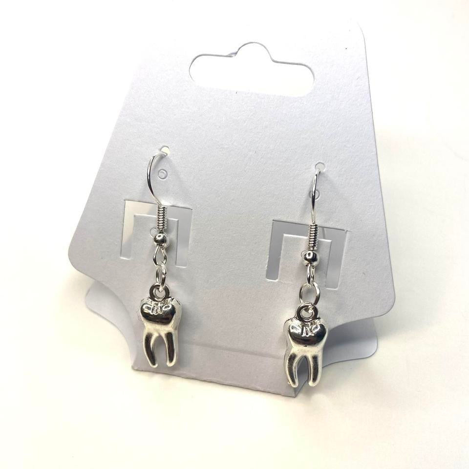 Vintage Gothic Silver tooth earrings , Y2K Grunge Boho drop and dangle earrings