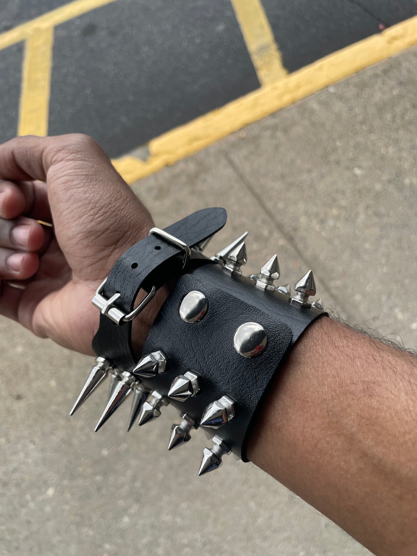 2 PCs punk silver extra spiked faux bracelets gothic grunge boho emo alternative rock wristbands jewelry