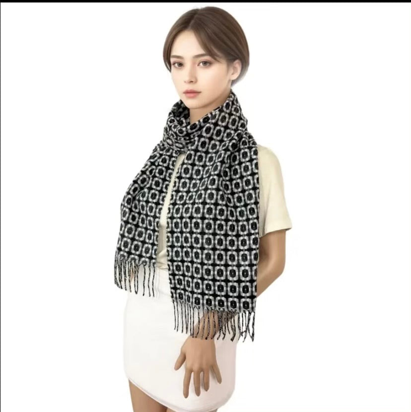 1 pc Reversible Geometric Large Shawl Scarf Bodysuit for women – Stylish Dual-Tone Cashmere Feel Wrap, Perfect for Any Season