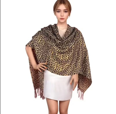 1 pc Animal Leopard Cheetah Print Pashmina Scarf Shawl - Elegant chic for women - Very Large dimension 28” x 70”