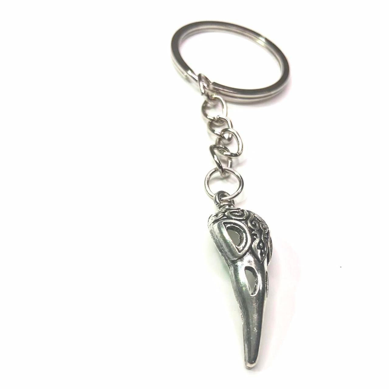 Handmade Gothic Silver Raven crow bird Star keychain , Punk Emo alternative rock skater keychain , boho y2k fashionable jewelry keychain