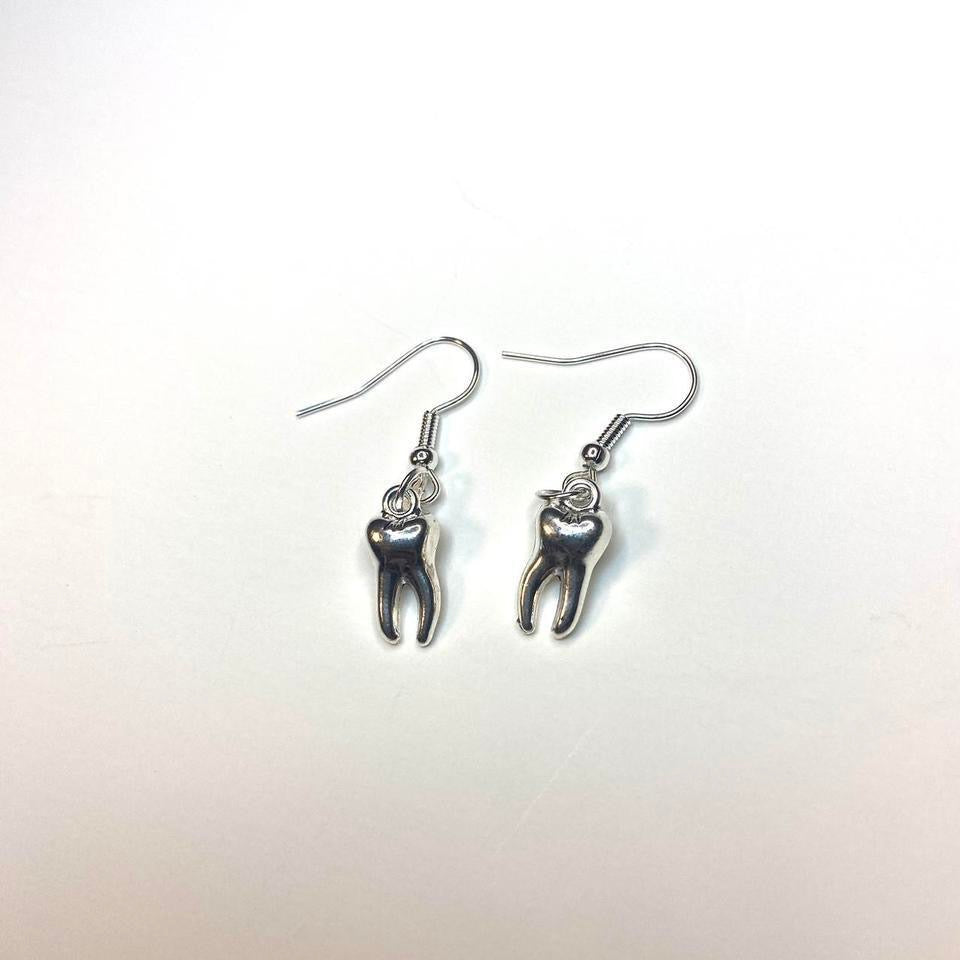 Vintage Gothic Silver tooth earrings , Y2K Grunge Boho drop and dangle earrings