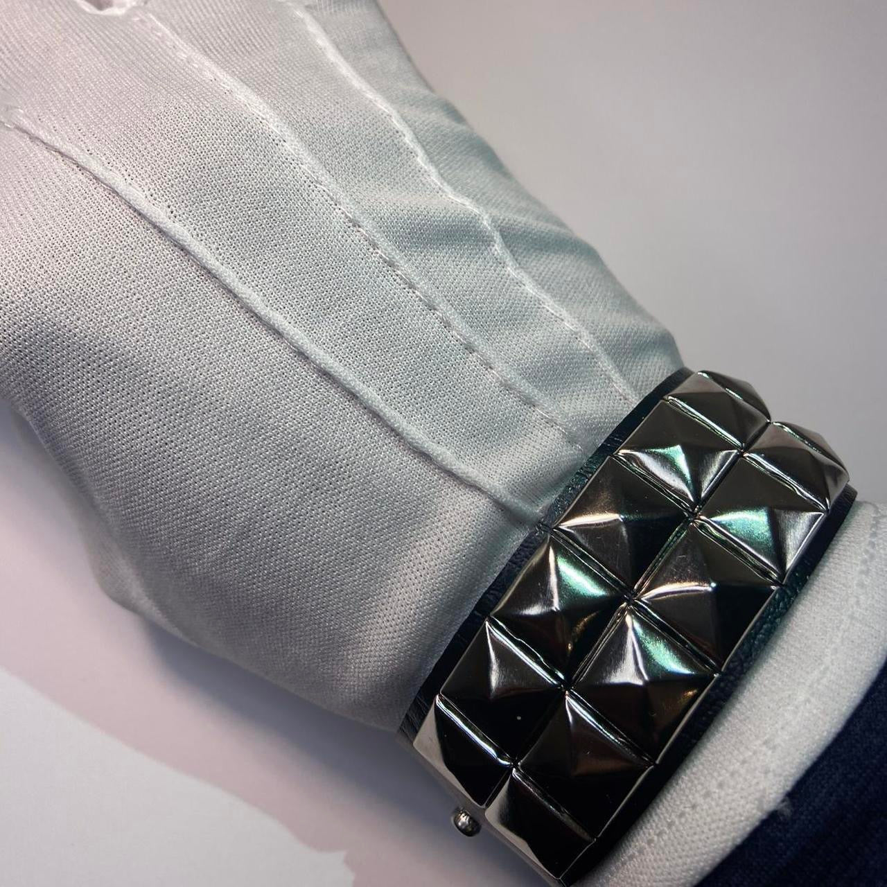 2 PCs faux leather spike studded Bracelets — Silver spike bracelets and silver studded bracelet - Adjustable Punk Cuff Bangle wristband Jewelry Rock —Gothic Punk alternative Emo Grunge Y2K wristbands
