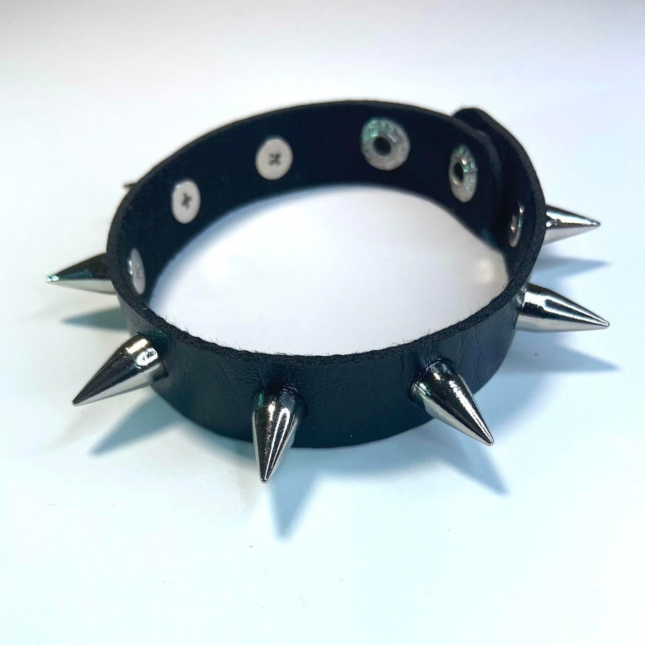 2 PCs faux leather spike studded Bracelets — Silver spike bracelets and silver studded bracelet - Adjustable Punk Cuff Bangle wristband Jewelry Rock —Gothic Punk alternative Emo Grunge Y2K wristbands