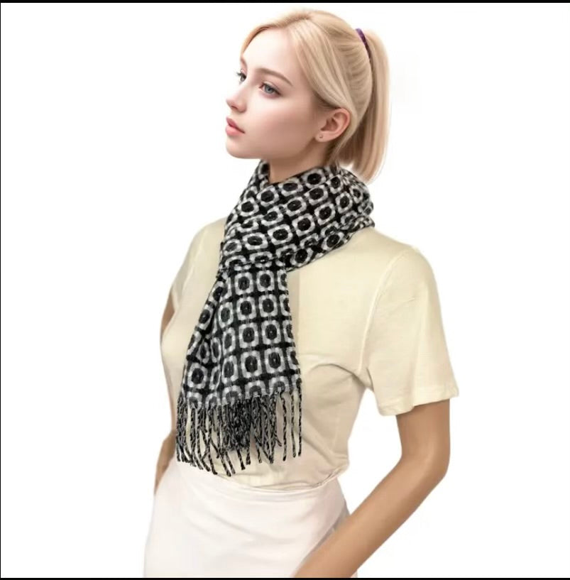 1 pc Reversible Geometric Large Shawl Scarf Bodysuit for women – Stylish Dual-Tone Cashmere Feel Wrap, Perfect for Any Season