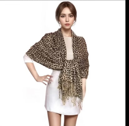 1 pc Animal Leopard Cheetah Print Pashmina Scarf Shawl - Elegant chic for women - Very Large dimension 28” x 70”