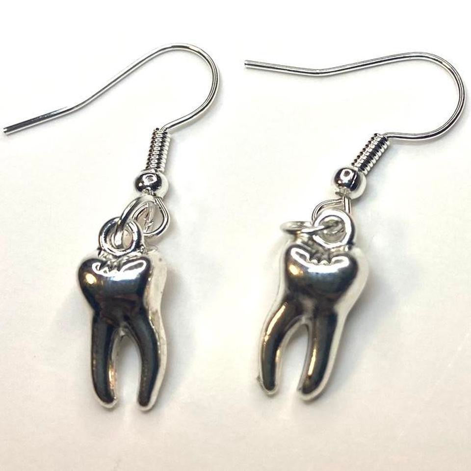 Vintage Gothic Silver tooth earrings , Y2K Grunge Boho drop and dangle earrings
