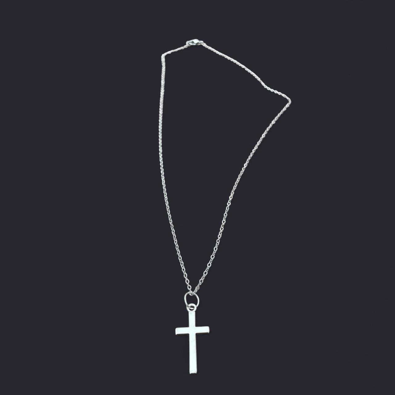 Gothic Silver Cross Necklace - Punk cross necklace - grunge emo boho cross pendant necklace chain - Halloween