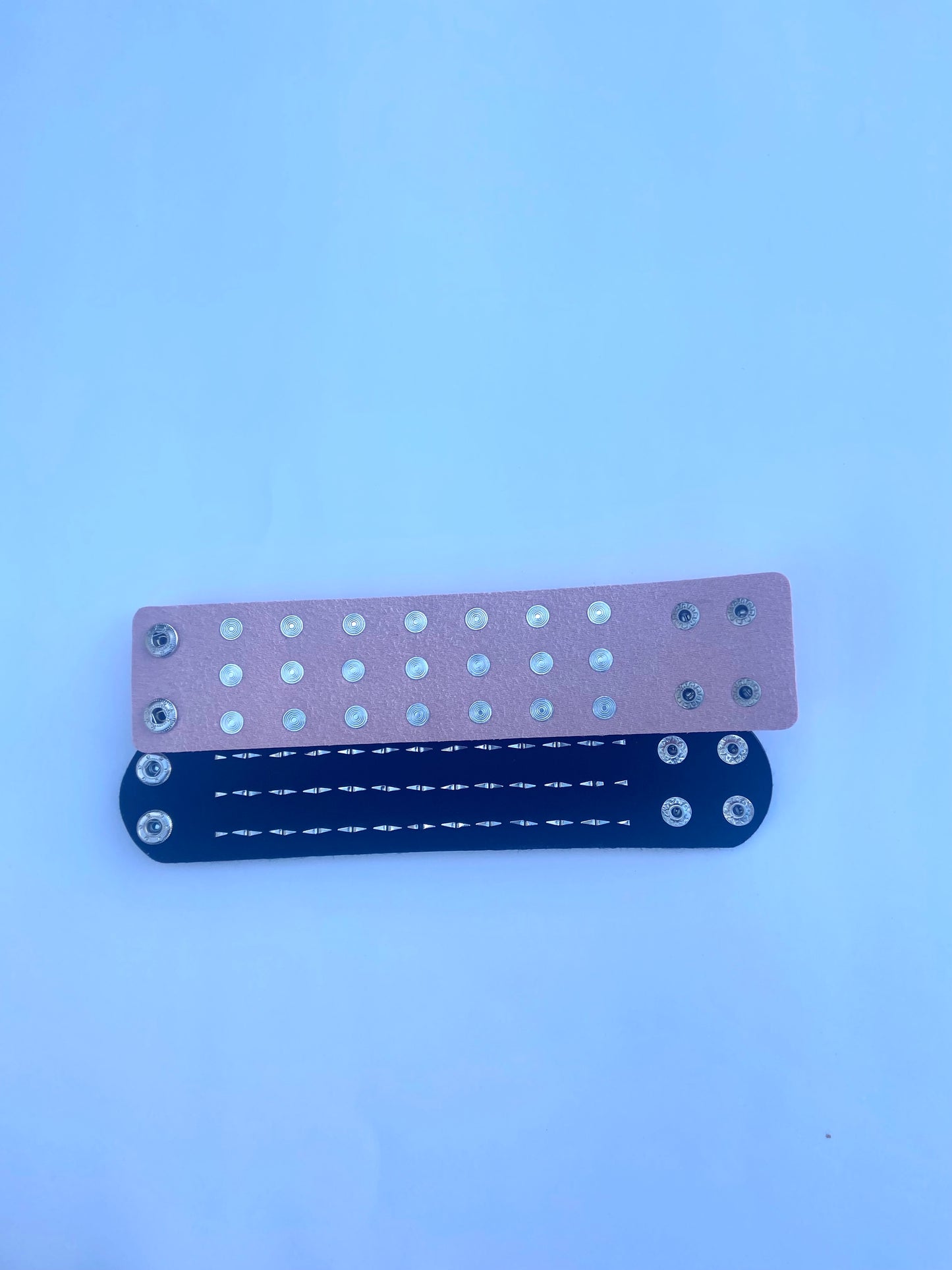 2 pcs Gothic PU leather Studded Spike bracelets , Pink and Black Punk Grunge wristbands
