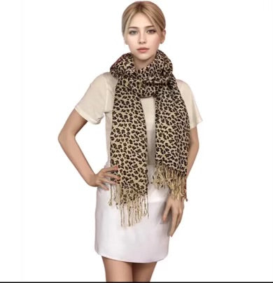 1 pc Animal Leopard Cheetah Print Pashmina Scarf Shawl - Elegant chic for women - Very Large dimension 28” x 70”