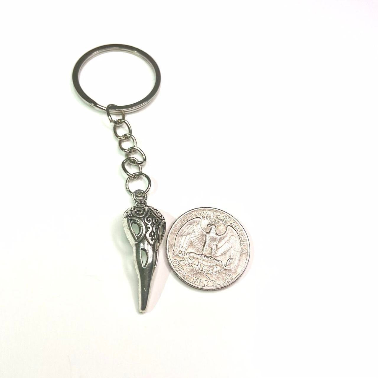 Handmade Gothic Silver Raven crow bird Star keychain , Punk Emo alternative rock skater keychain , boho y2k fashionable jewelry keychain