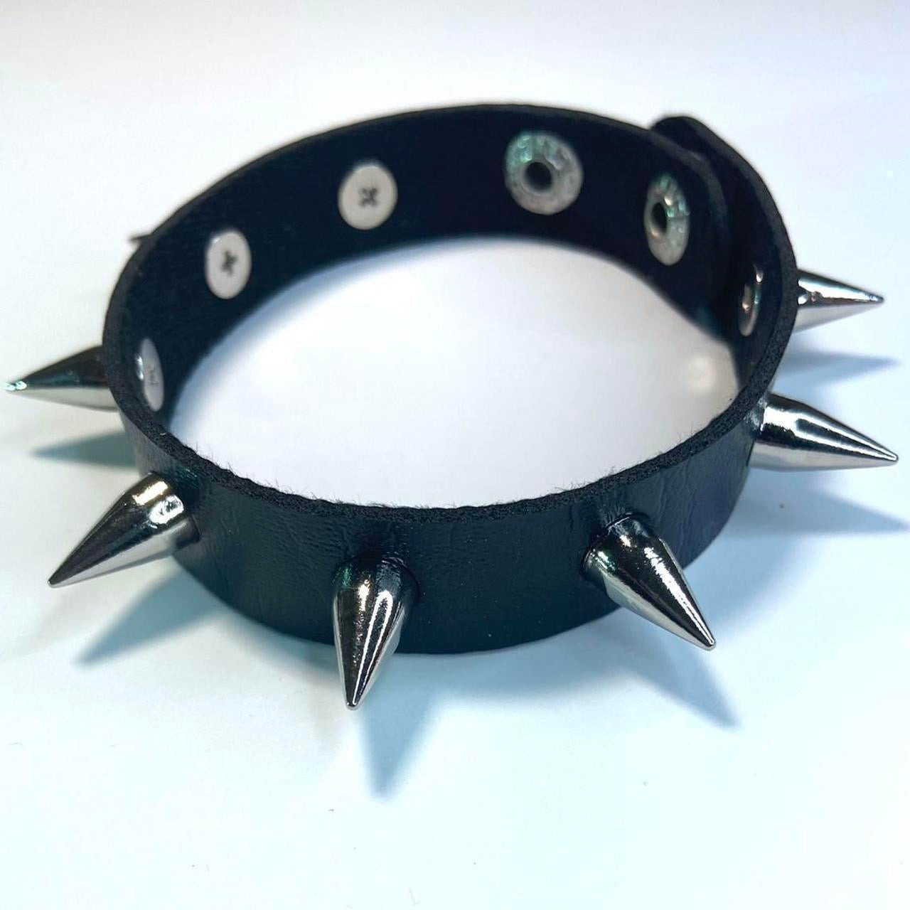 2 PCs faux leather spike studded Bracelets — Silver spike bracelets and silver studded bracelet - Adjustable Punk Cuff Bangle wristband Jewelry Rock —Gothic Punk alternative Emo Grunge Y2K wristbands