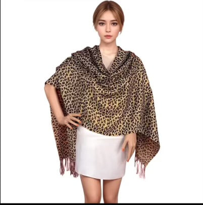 1 pc Animal Leopard Cheetah Print Pashmina Scarf Shawl - Elegant chic for women - Very Large dimension 28” x 70”