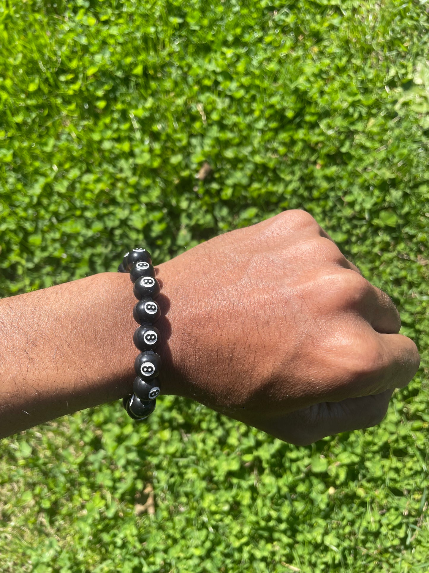 Punk gothic black and white eight ball bracelet grunge boho emo alternative rock 8 ball wristband - Y2K style