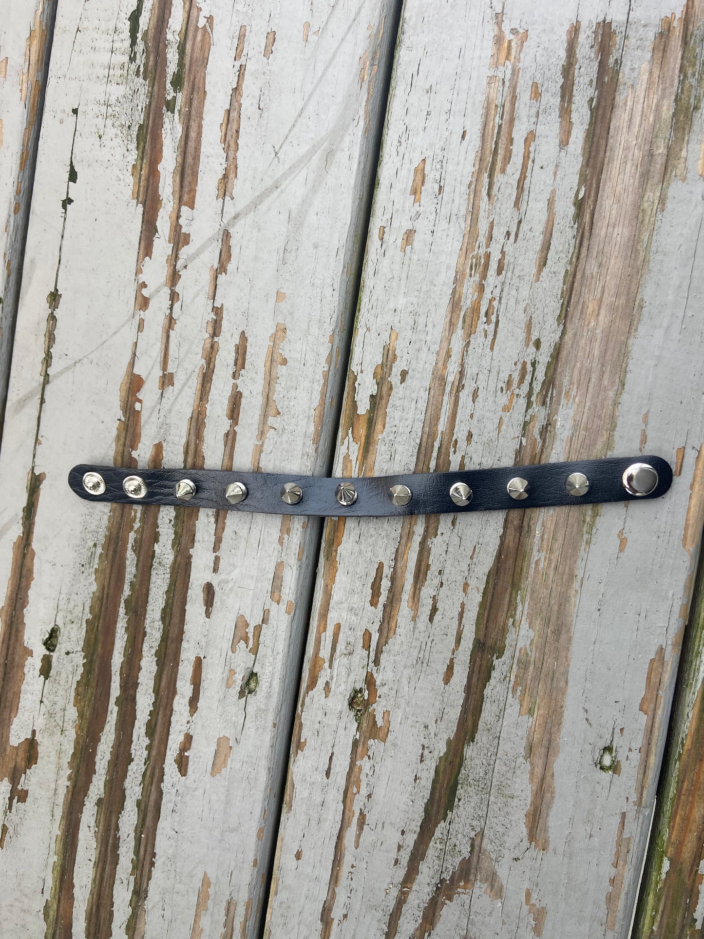 Gothic small Spike faux leather punk bracelet emo Rivets Cuff Black Wristband