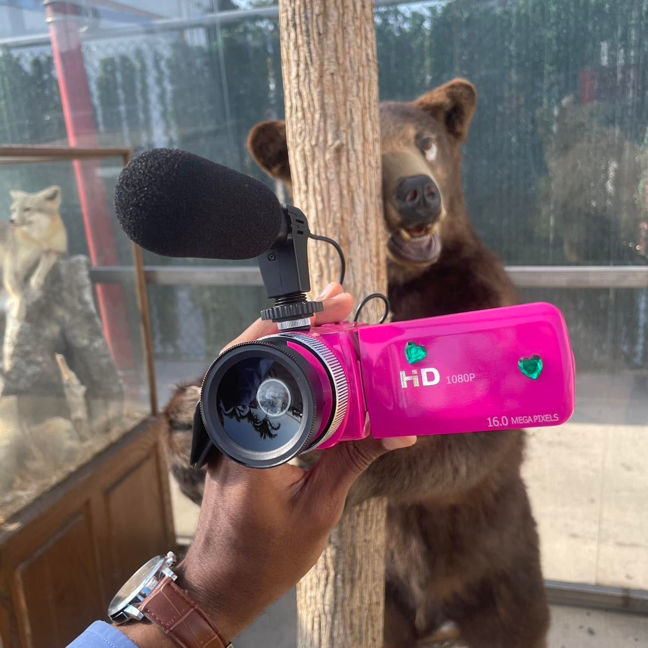 Rare Pink HD camcorder with Microphone,  32 GB memory card and Fish eye Lens . Beautiful 16 MEGAPIXELS Digital Camera ! BRAND NEW