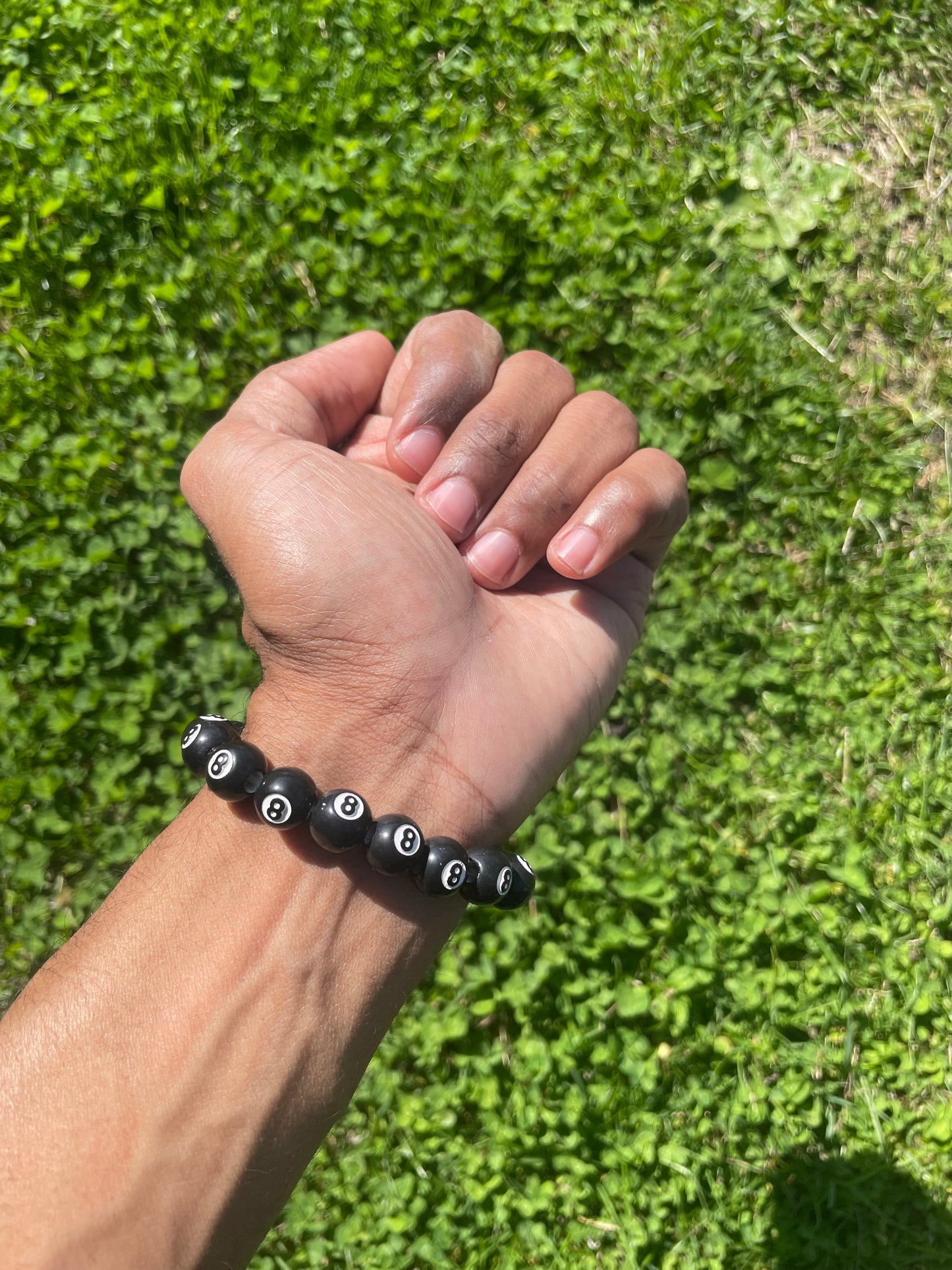 Punk gothic black and white eight ball bracelet grunge boho emo alternative rock 8 ball wristband - Y2K style