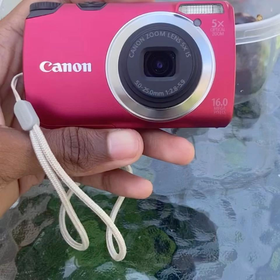 Canon PowerShot A3300 Pink RED IS 16MP Digital Camera TESTED WORKS Case Charger RARE
