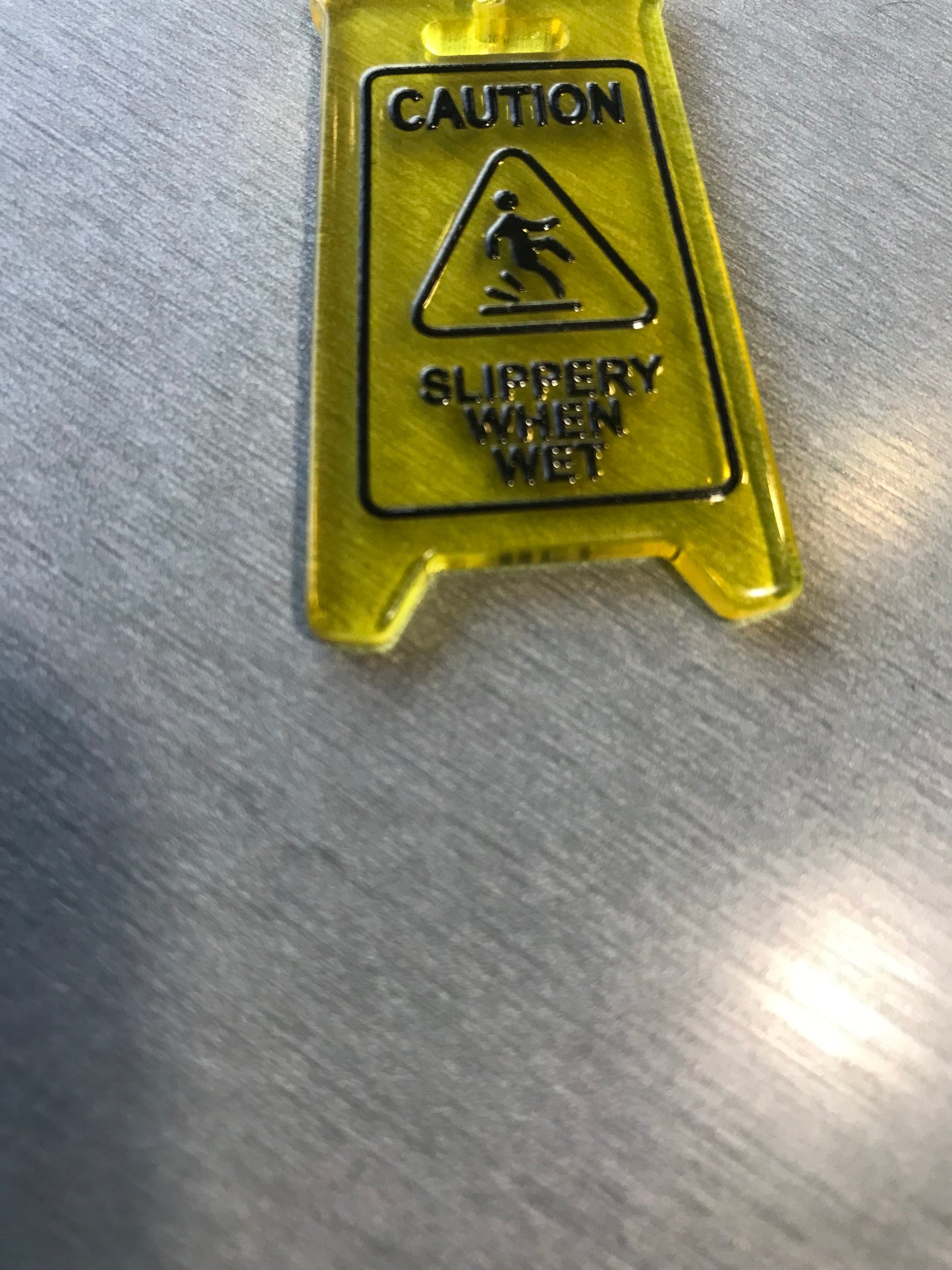 Yellow Caution Sign earrings , Drop and dangle earrings ,  Caution sign Slippery floor earrings style - Cute funky earrings