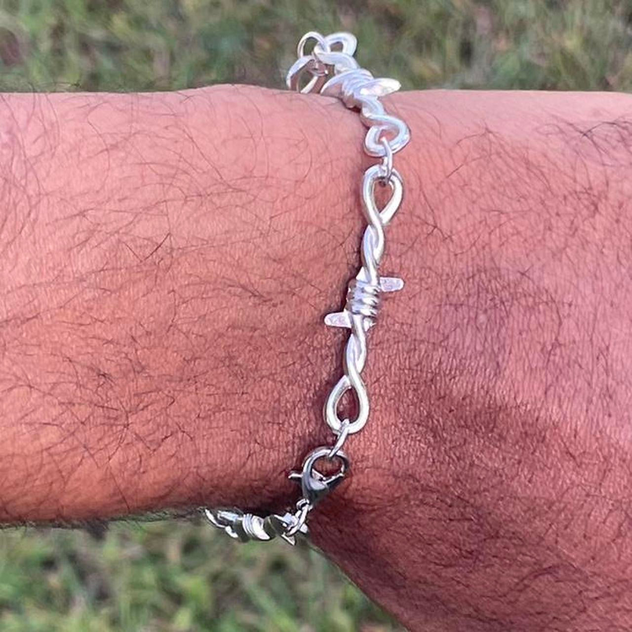 HANDMADE Retro Thorn Gothic barbed wire Punk  bracelet , Thorn Clavicle bracelet ,  Goth Emo Metal For Men Or Women Unisex jewelry - Handmade Silver bracelet