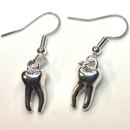 Vintage Gothic Silver tooth earrings , Y2K Grunge Boho drop and dangle earrings