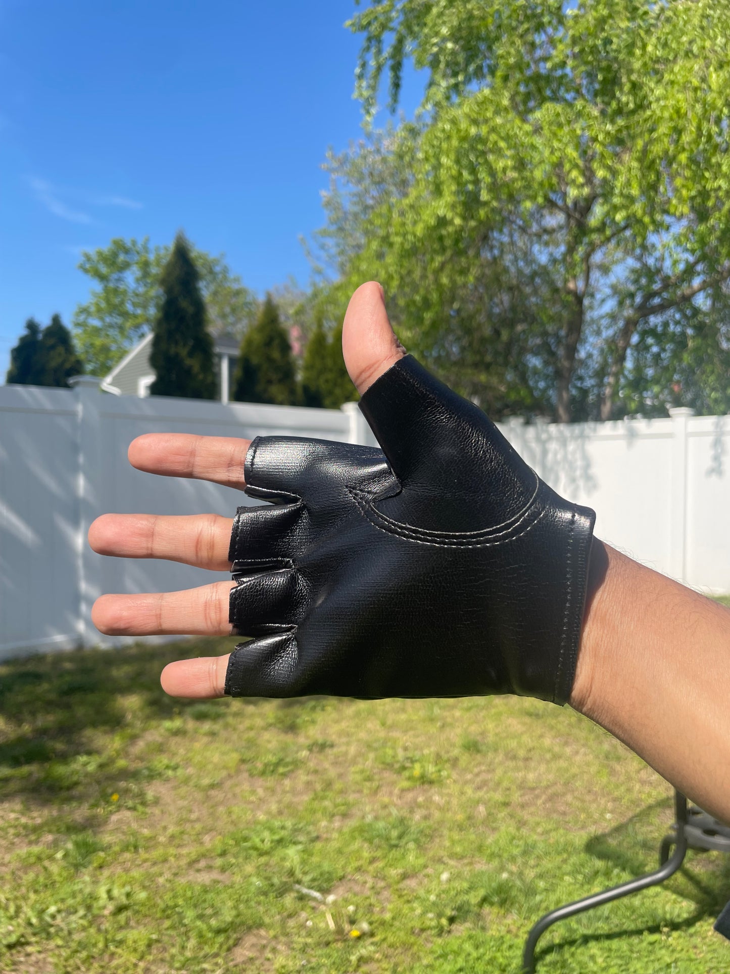 2 PCs Punk gothic silver studded black faux leather gloves - emo boho grunge alternative rock skater biker Gloves