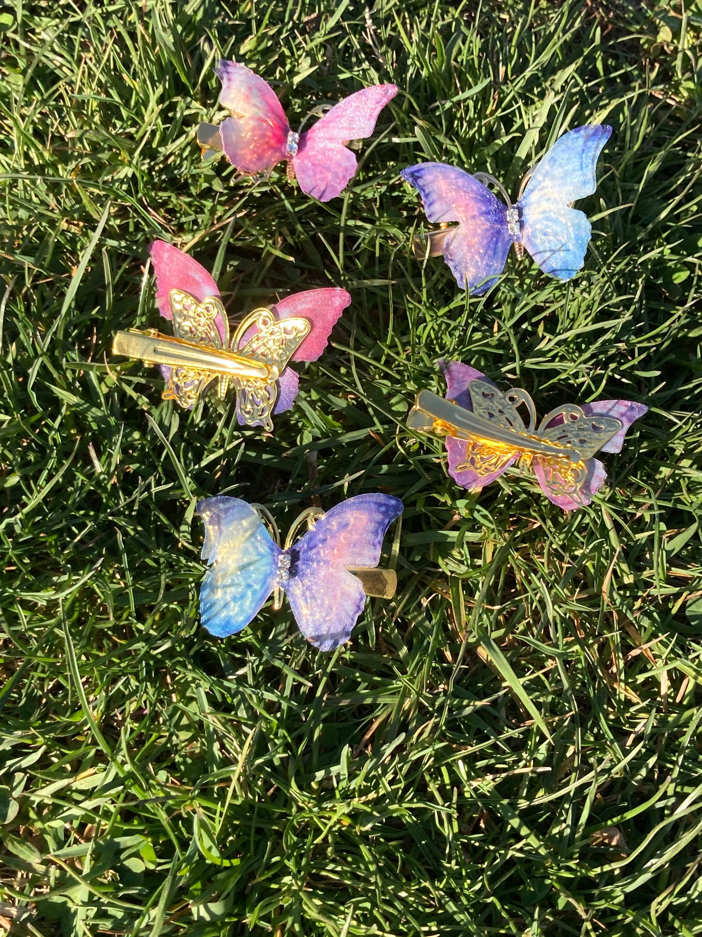 5 PCs Boho Multicolored golden hairpins butterfly shape shape emo gothic grunge punk hair accessories