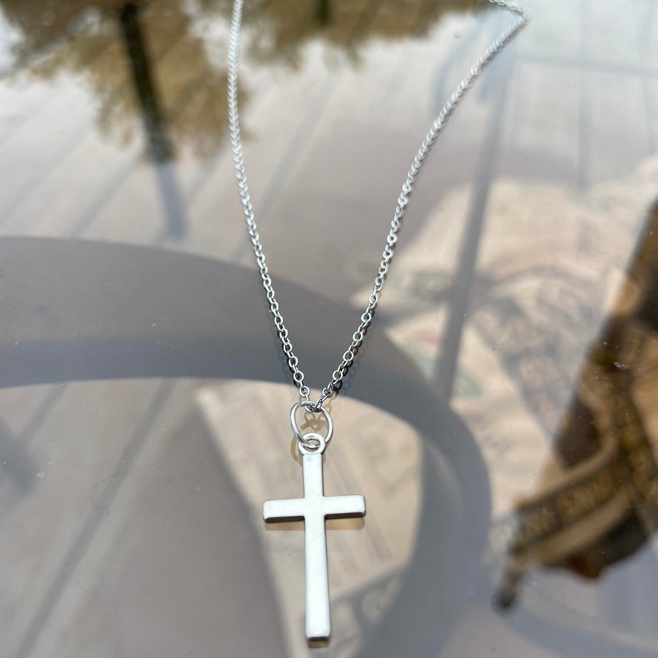 Gothic Silver Cross Necklace - Punk cross necklace - grunge emo boho cross pendant necklace chain - Halloween