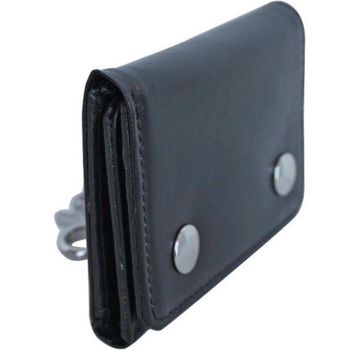 No boundaries men’s chain skull gothic wallet  - black leather biker Punk wallet Emo with skull design with 2 credit cards slots , 2 bills slot and a coin pocket.  Including a detachable chain. Punk Emo wallet for men women unisex